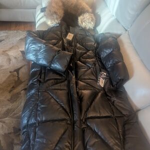 Women's Black Leather Jacket with Fur Hood